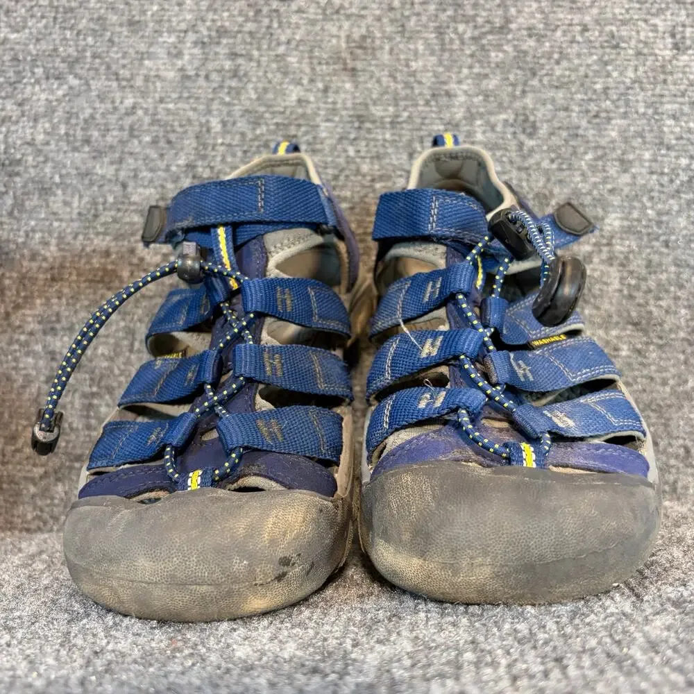 KEEN Newport H2 Kids Water Sandals Blue Yellow Closed Toe Hiking Shoes Size 4